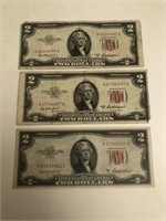 3 - 1953-A $2 Red Seal Notes