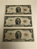 3 - 1953-A $2 Red Seal Notes