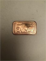$500 Bill 1 oz Copper Bar