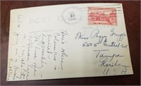 Vtg Post Card W/A stamp Of Dominican Republic 1938