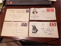 Vintage 4 envelopes with stamps of USA