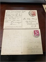 Vintage post card with a stamps of 1930 s