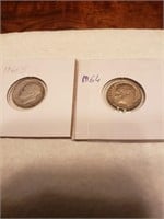 USA silver Dimes 1946S ,1964 VF , CA 33