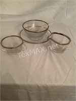 Fostoria Platinum Trim Sugar, Creamer & Bowl