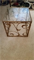 Metal and Glass Cube End Table