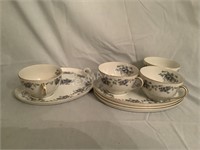 (4) Noritake Violette China Cups and Snack Plates