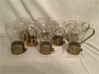 (8) Soda Glasses with Metal Base and Handle