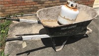 True Temper wheelbarrow & propane tank