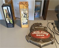 2 wine boxes, Fall City & Budweiser signage