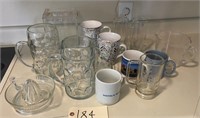 Glasses, juicer, pitchers