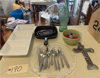 Knives, cast iron, serving platter