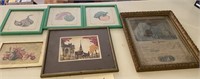 Vintage framed prints, document