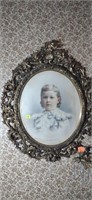 C1880 French Rococo Style Gilt Frame w/ Portrait