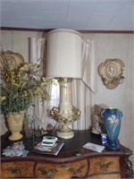 Huge Vintage Chalk Lamp w/ Ram Heads