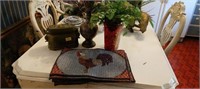 Kitchen lot including vases, rooster placemats