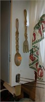 17 inch tall wooden spoon and fork.