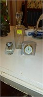 Mikasa Austrian crystal clock, decanter, lighter