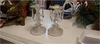 Crystal candlesticks with prisms 8 inches tall