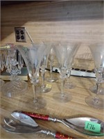 5 Heisey beautiful etched fluted stemware glasses