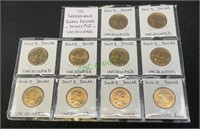 Coins - 10 Sacajawea golden dollars, Denver Mint,