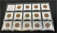 Coins - a lot of 14 -1909 Lincoln wheat pennies,