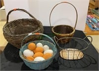 Lot of three woven baskets - different colors and