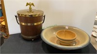 Lot of two antique bowls - one large mixing bowl,