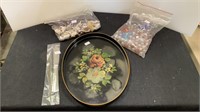 Small hand-painted vintage tray - brand new butter