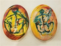Pair of Oval Abstract Paintings
