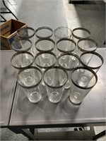 Set of 15 cups with silver rim