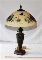 BERMAN PARLOR LAMP W/ REVERSE HAND-PAINTED SHADE