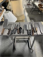 Assorted knives and kitchen utensils