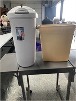 (2) Trash cans one with a lid