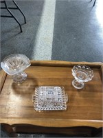 Glass butter dish and wine glasses