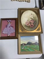 Assorted painting and figures 
Farm scene
Side