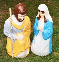 VINTAGE POLY LIGHT UP JOSEPH AND MARY -
