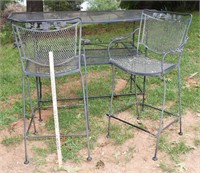 VINTAGE WROUGHT IRON BAR & CHAIRS