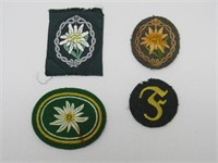 4 DIFFERENT GERMAN WWII PATCHES: