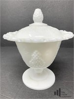 Milk Glass Candy Dishes and Jade Vintage Decanter