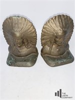 Indian Head Theme Brass Bookend Set