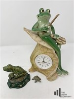 Ceramic Frog Clock and Frog Doorstop