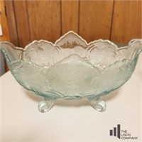 c. 1940"s Light Blue Glass Footed Bowl