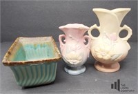 Hull Ceramic Vases and Roseville Planter
