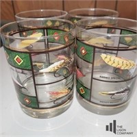 Set of Four Fly Fish Theme High Ball Glasses