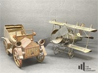 Jalopy Car and Airplane Metal Music Boxes