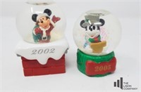 Two Christmas Mickey Mouse Snowglobes