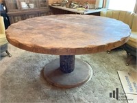 Unique Folk Art Hand-carved Pedestal Table