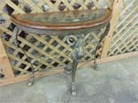 Ornate Demi-Lune Entry Table with Beveled Glass