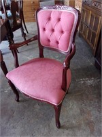 French Style Mahogany Tufted Parlor Chair