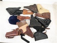 holsters, mostly leather